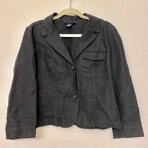Gap Linen cotton Blend Blazer Womens Black goth 2 Button size 14